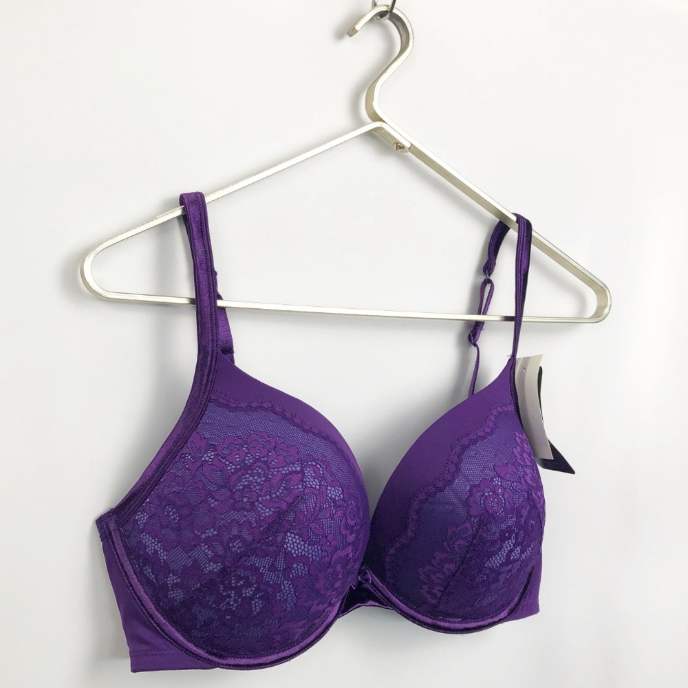 Olga Flirty Deep Plunge Lace Underwire Purple
